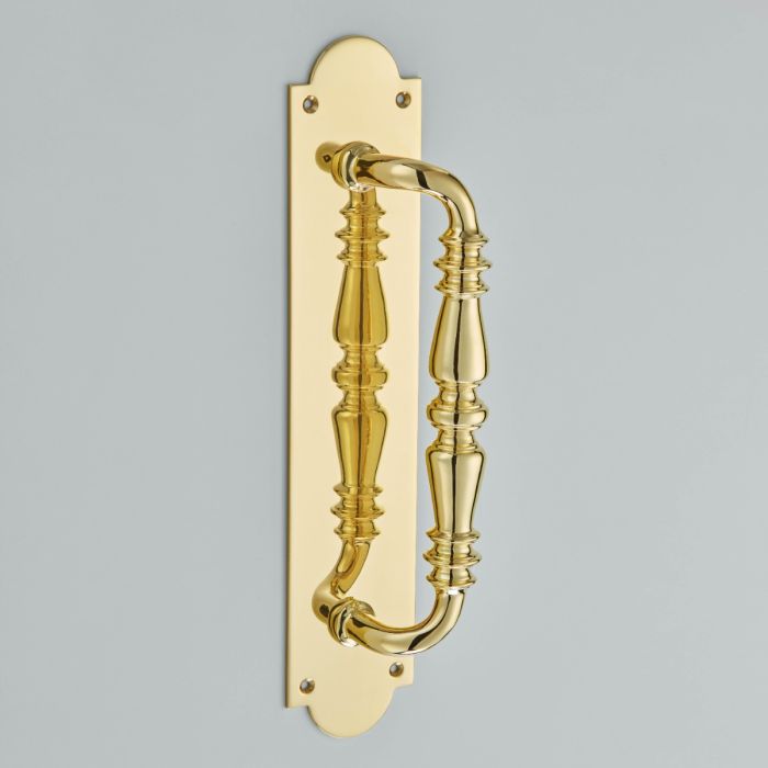 Croft Hardware Ornate Door Pull Handle on Shaped Backplate