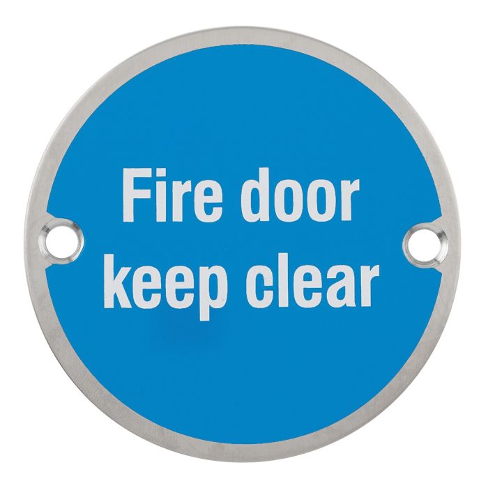 Eclipse 76mm Fire Door Keep Clear Symbol - Satin Stainless Steel