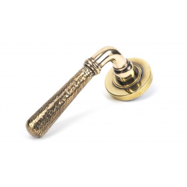 From the Anvil Hammered Newbury Door Handle on Plain Rose - Pair