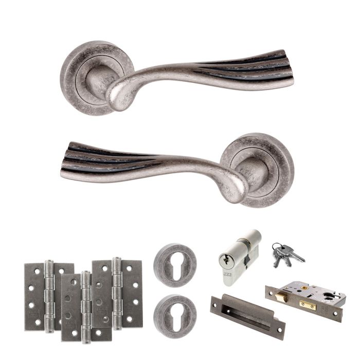 Atlantic Hardware Old English Richmond Door Handle Pack - Euro Lock Set