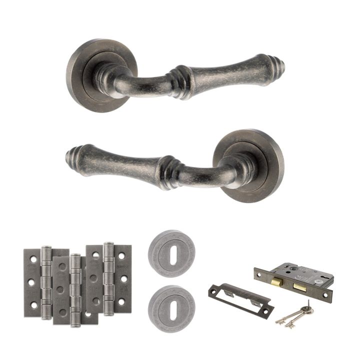 Atlantic Hardware Old English Durham Door Handle Pack - 3 Lever Lock Set