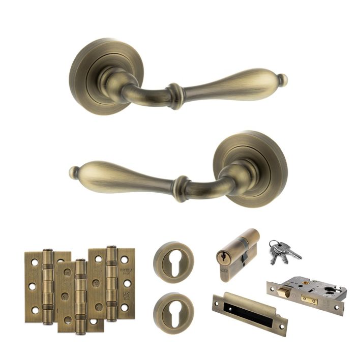 Atlantic Hardware Old English Wrexham Door Handle Pack - Euro Lock Set