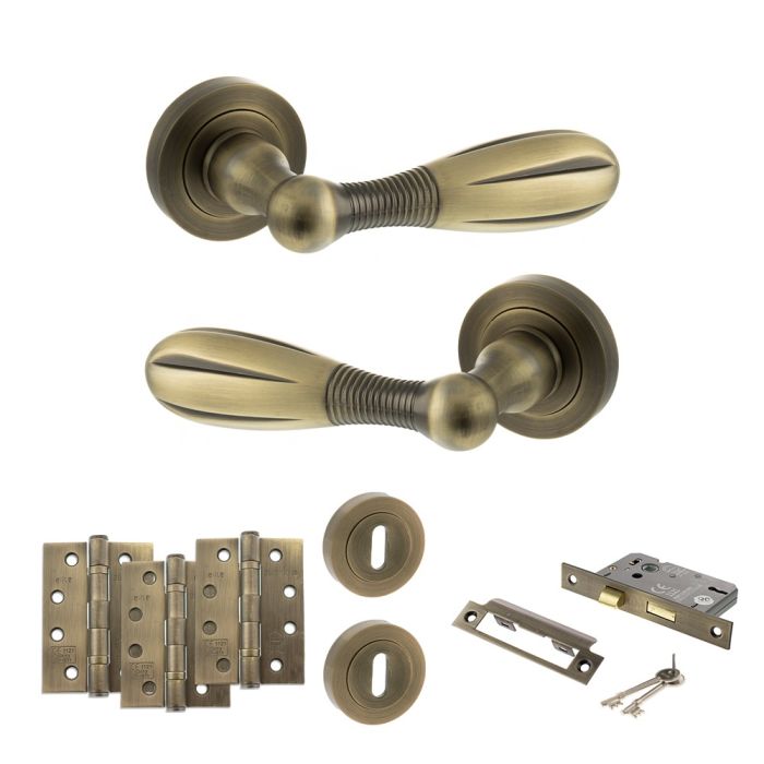 Atlantic Hardware Old English Cambridge Door Handle Pack - Lock Set