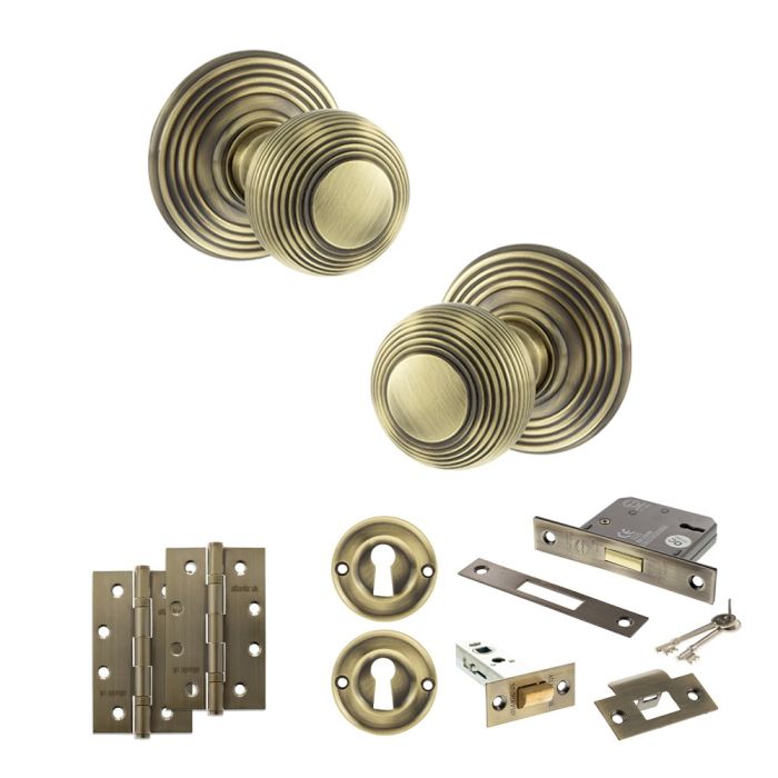 Atlantic Hardware Old English Ripon Mortice Door Knob Pack - Lock Set