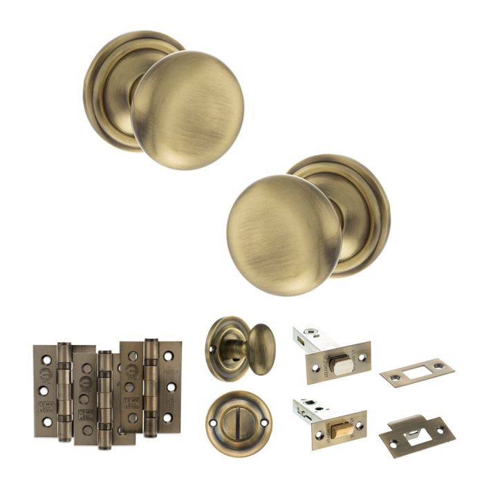 Atlantic Hardware Old English Harrogate Mortice Door Knob Pack - Bathroom Set