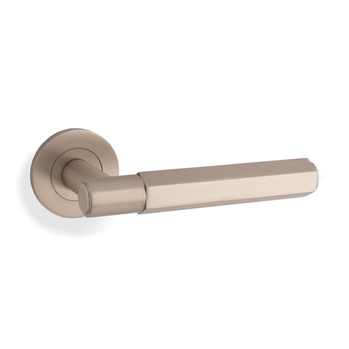 Alexander and Wilks Spitfire Hex Door Handle on Rose - Pair