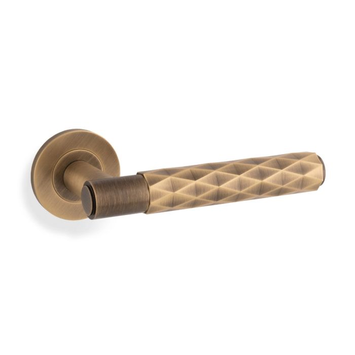 Alexander and Wilks Spitfire Diamond Cut Door Handle on Rose - Pair