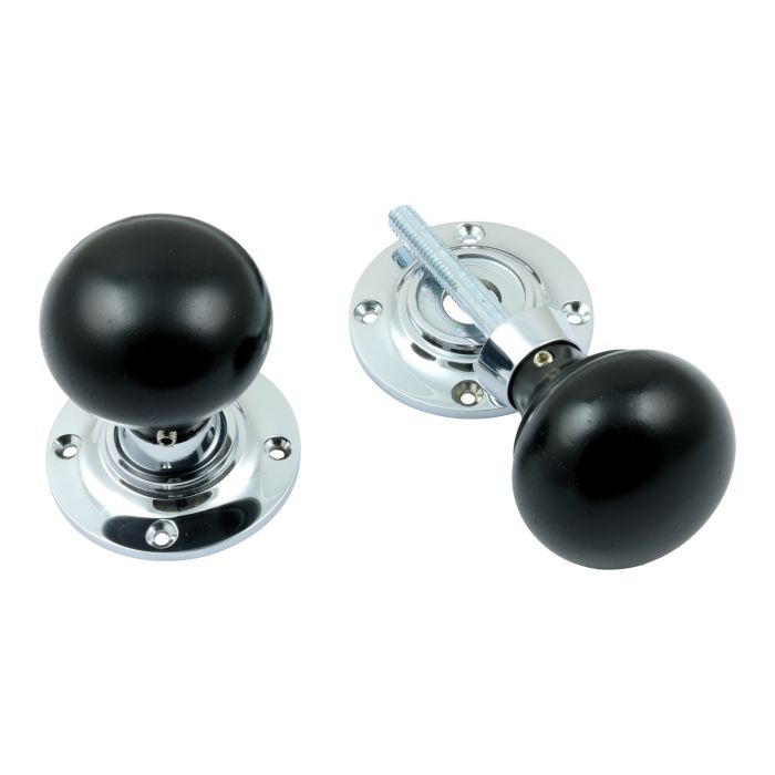 Prima Hardware Ebony Mushroom Rim/Mortice Knob