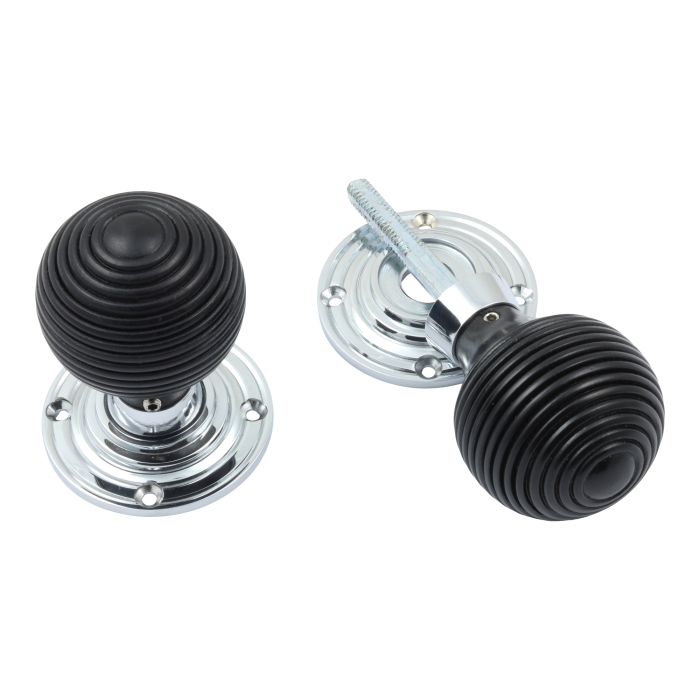 Prima Hardware Ebony Reeded Rim/Mortice Knob