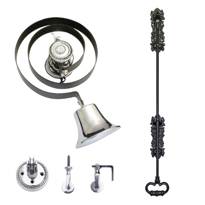 Prima Hardware Butlers Bell with Black Spring, Pulleys & Black Iron Pull