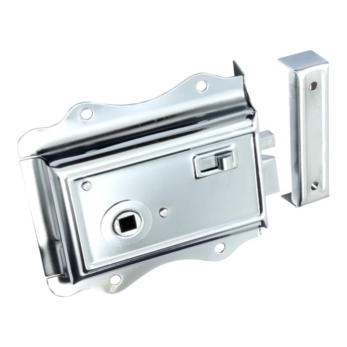 Prima Hardware Fancy Rim Latch with Locking Snib Bright Chrome