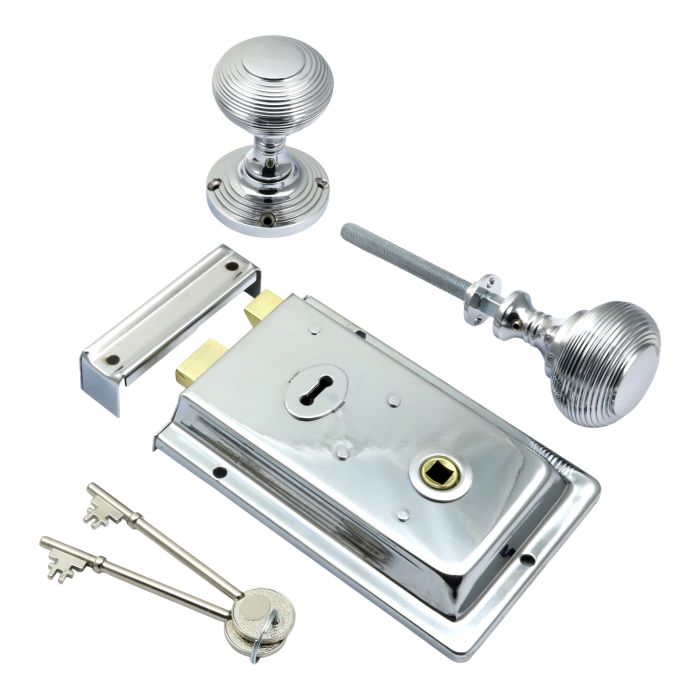 Prima Hardware Rim Lock + Reeded Rim Knob