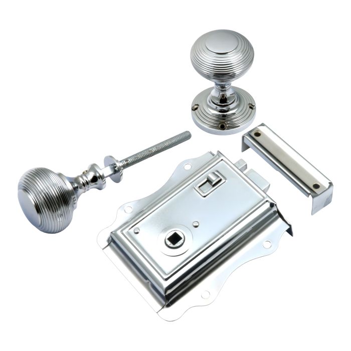 Prima Hardware Fancy Rim Latch + Reeded Rim Knob