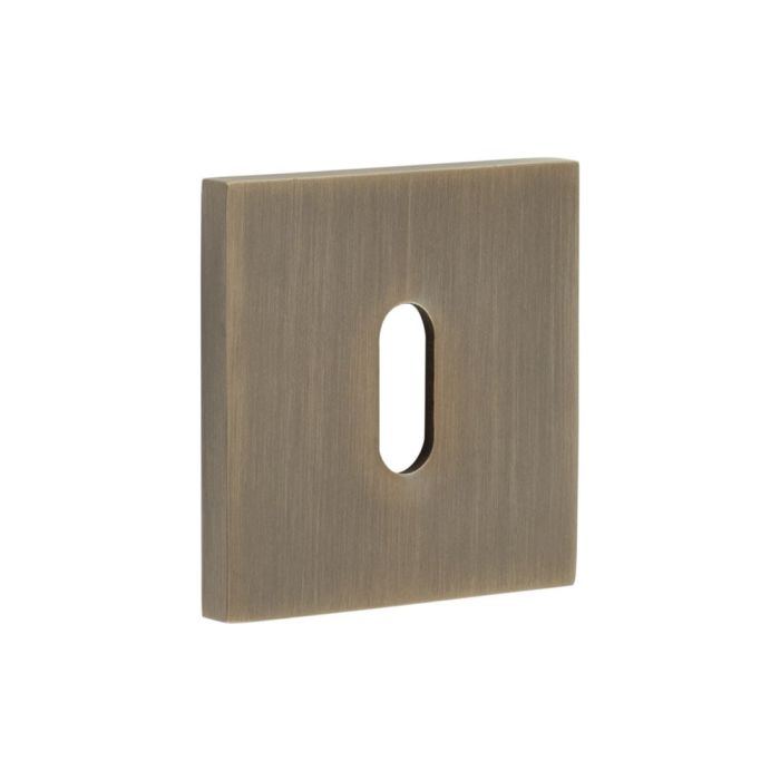 Frelan CR-T10 Antique Brass Standard Keyway Square Rose Escutcheon