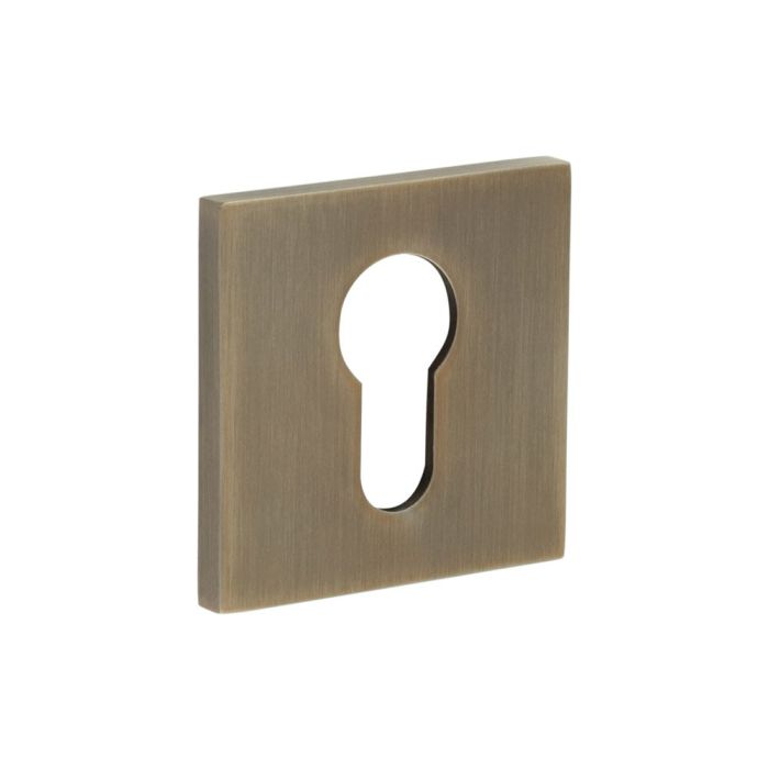 Frelan CR-T10 Antique Brass Euro Keyway Square Rose Escutcheon