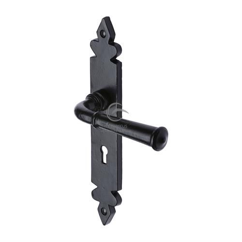 M.Marcus Black Iron Ludlow Door Handle on Backplate - Pair