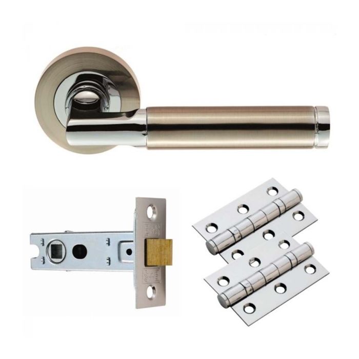 Carlisle Brass - Belas Door Handle on Rose Pack - Satin Nickel & Polished Chrome