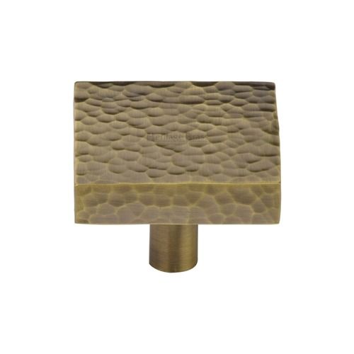M.Marcus Heritage Brass Cabinet Knob Hammered Square Design