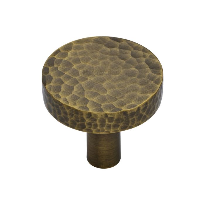 M.Marcus Heritage Brass Hammered Disc Cabinet Knob