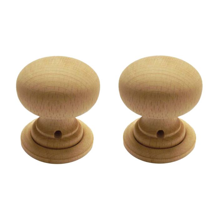 Chatsworth - Edwardian Beech Mortice Door Knob - Unlacquered - Pair