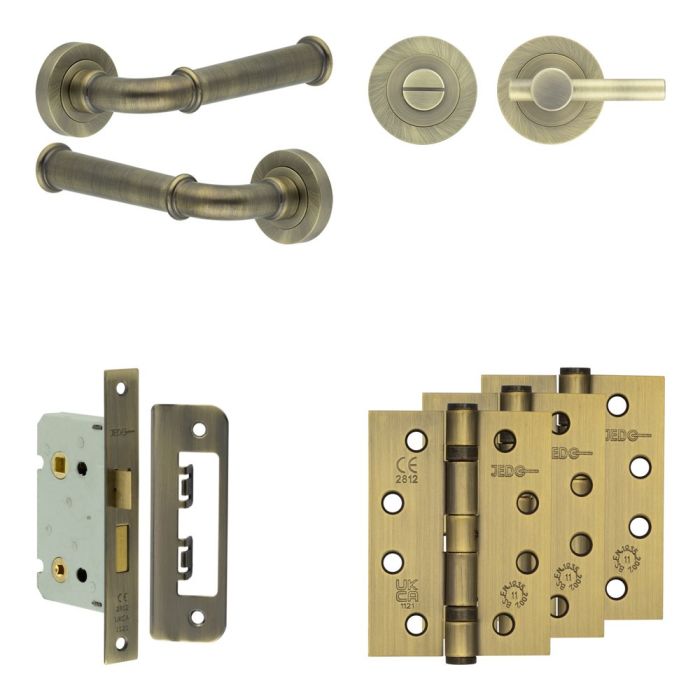 Frelan Complete Classic Door Handle Pack - Bathroom - Thumbturn & Release