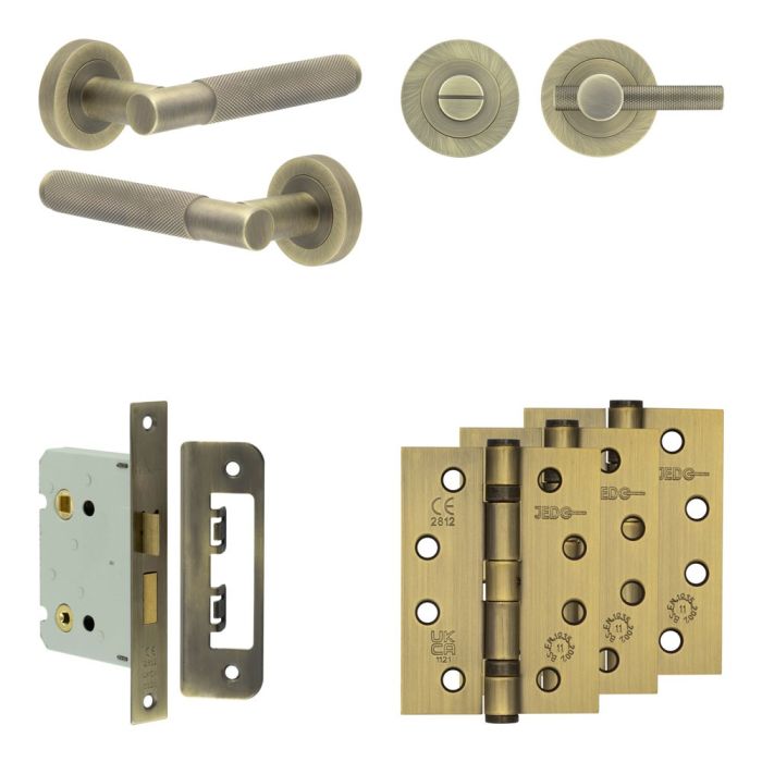 Frelan Complete Bari Door Handle Pack - Bathroom - Knurled Thumbturn & Release