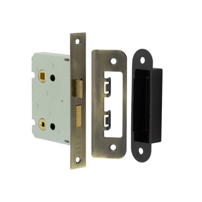 Frelan Jedo Kontrax Bathroom Lock with Square Forend & Radiused Strike Plate