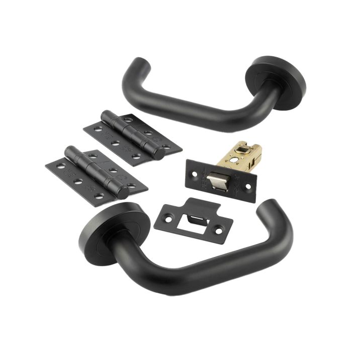 Frelan - Nero Orbit Door Handle on Rose Pack - Matt Black 