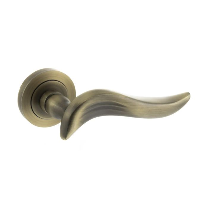 Atlantic Hardware - Old English Oxford Door Handle on Rose - Matt Antique Brass - Pair