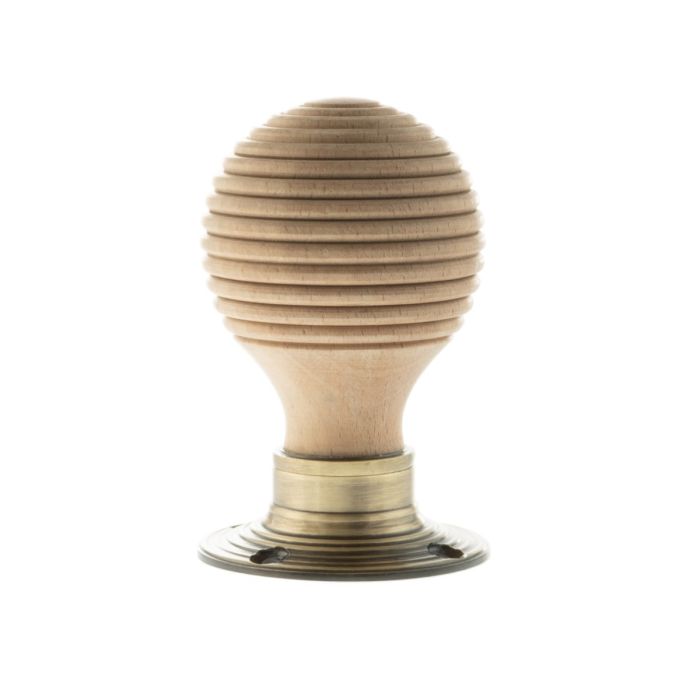Atlantic Hardware Old English Bridlington Wooden Reeded Beehive Mortice Door Knob - Pair