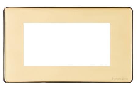 Heritage Brass Vintage Range Polished Brass, X01 - 4 Module Euro Plate