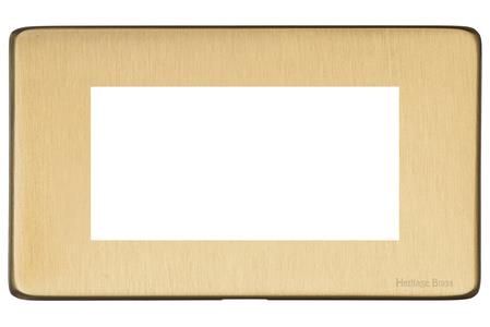 Heritage Brass Vintage Range Satin Brass, X44 - 4 Module Euro Plate