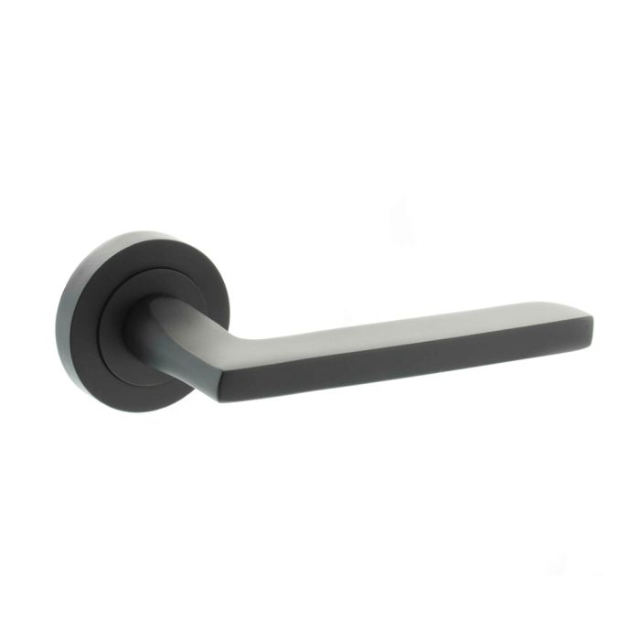 Atlantic Hardware - Stanza Alaska Door Handle on Rose - Matt Black - Pair