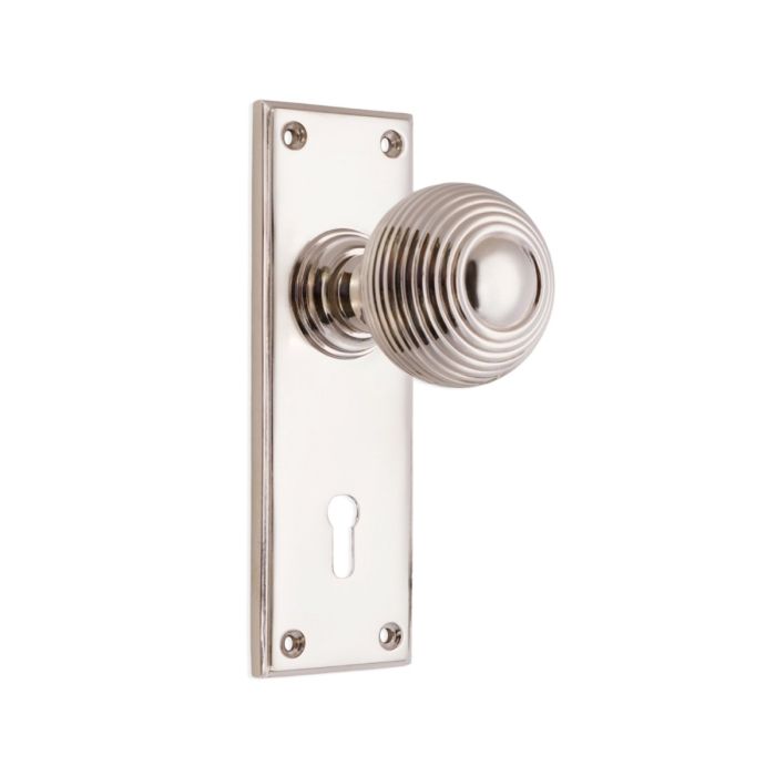 Spira Brass Beehive Knob on Backplate Lock