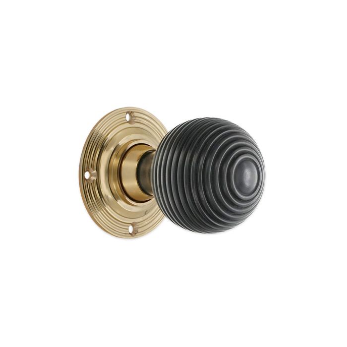 Spira Brass Ebony Beehive Door Knob Mortice/Rim