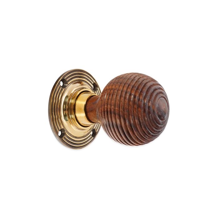Spira Brass Rosewood Beehive Door Knob Mortice/Rim