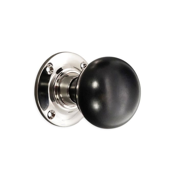 Spira Brass Ebony Cottage Bun Door Knob Mortice/Rim
