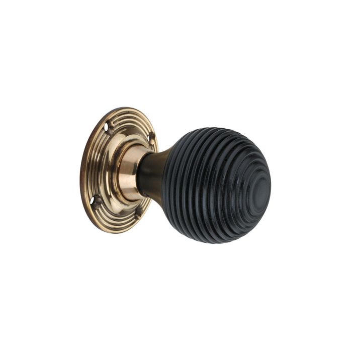 Spira Brass Ebonised Beehive Door Knob Mortice/Rim