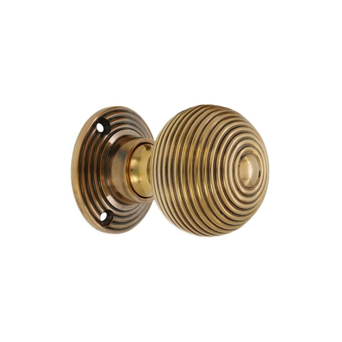 Spira Brass Ribbed Door Knob Mortice/Rim