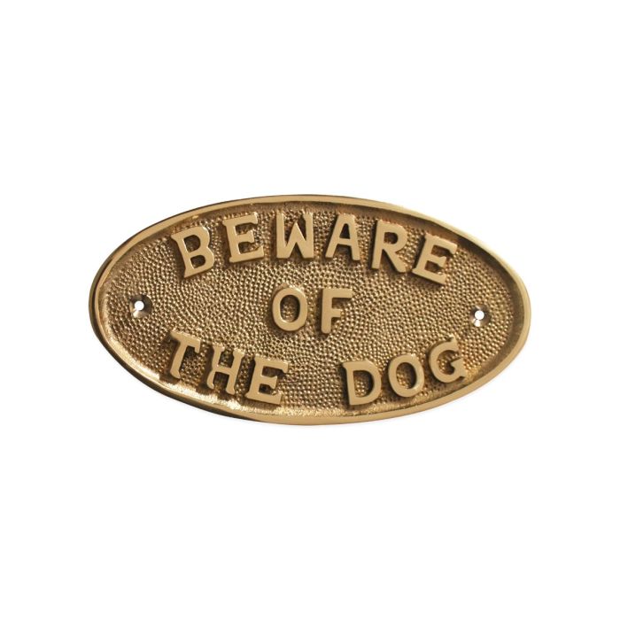 Spira Brass Beware Of The Dog Door Plate