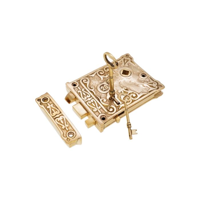 Spira Brass Floral Rim Lock