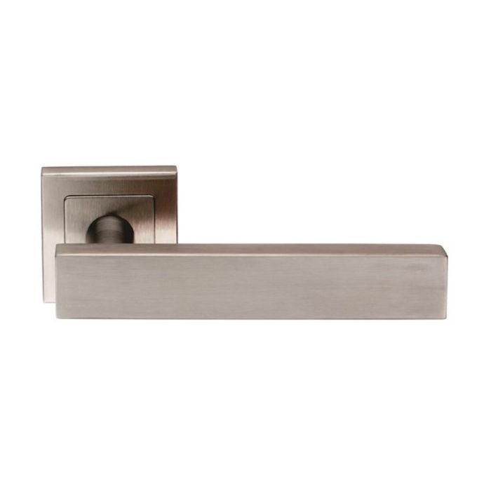 Eurospec - Grade 304 Carla Door Handle on Square Rose - Satin Stainless Steel - Pair