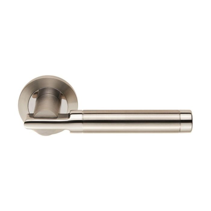 Eurospec - Berna Door Handle on Rose - Bright & Satin Stainless Steel - Pair