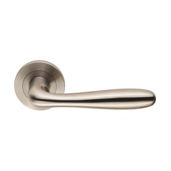 Eurospec - Peninsula Door Handle on Rose - Satin Stainless Steel - Pair