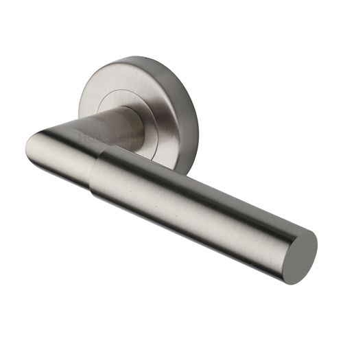 M.Marcus Heritage Brass Bauhaus Mitre Door Handle on Round Rose - Pair