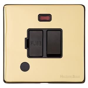 Heritage Brass Vintage Range Unlacquered Polished Brass, XUL - Switched Spur with Neon + Cord (13 Amp)
