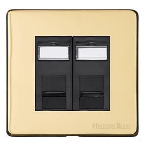 Heritage Brass Vintage Range Unlacquered Polished Brass, XUL - 2 Gang RJ45