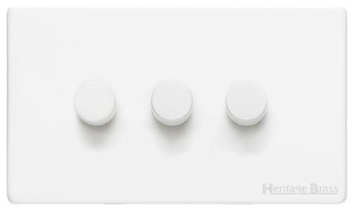 Heritage Brass Vintage Range Gloss White, XGL - 3 Gang TED Dimmer (Compatible with LED Lamps)