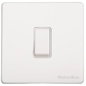Heritage Brass Vintage Range Matt White, XWH - 1 Gang Intermediate Rocker Switch