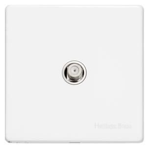 Heritage Brass Vintage Range Matt White, XWH - 1 Gang Satellite Socket